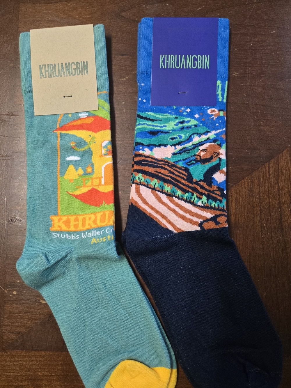 Men's Graphic Crew Socks - Teal & Navy